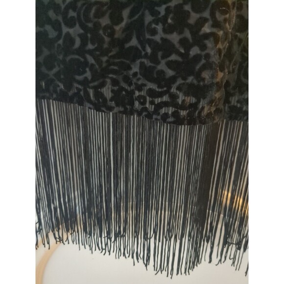 Vintage Forever 21 TOP Med Black Sheer Floral Fringe Whimsey goth Coquette - Picture 3 of 11